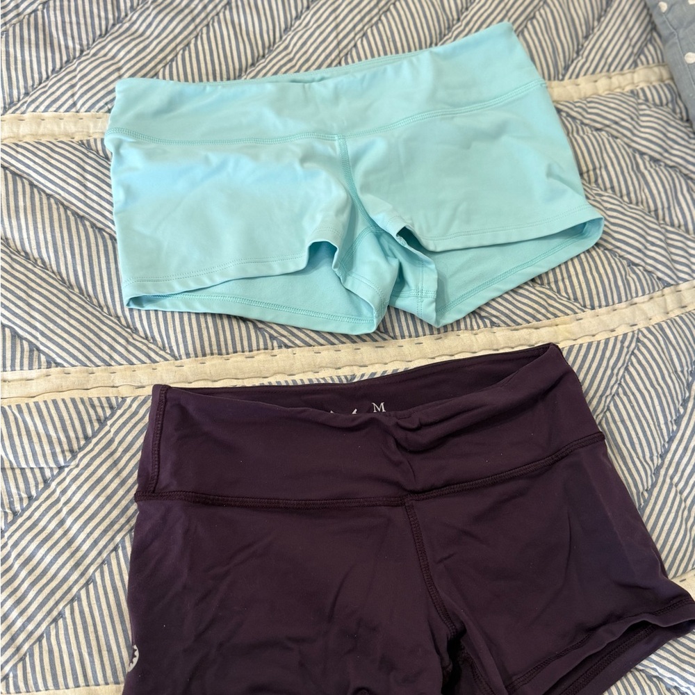 Stylish Women's Athletic Shorts in Aqua and Deep Purple